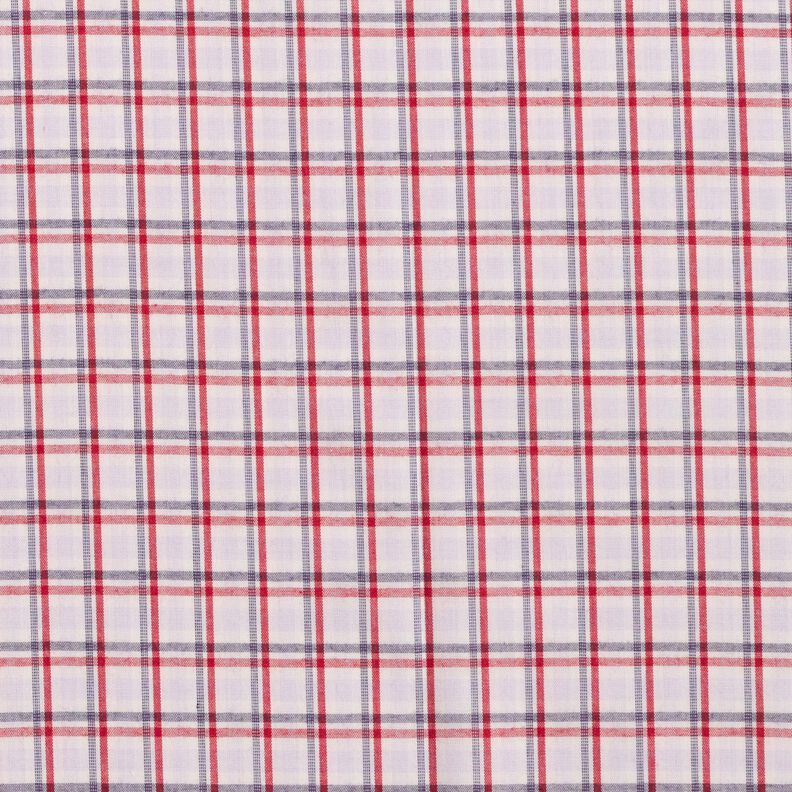 skjortestof med forskudte tern – hvid/marineblå,  image number 1