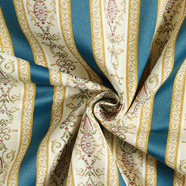 Møbelstof Jacquard Biedermeier Striber – creme/blå,  image number 4