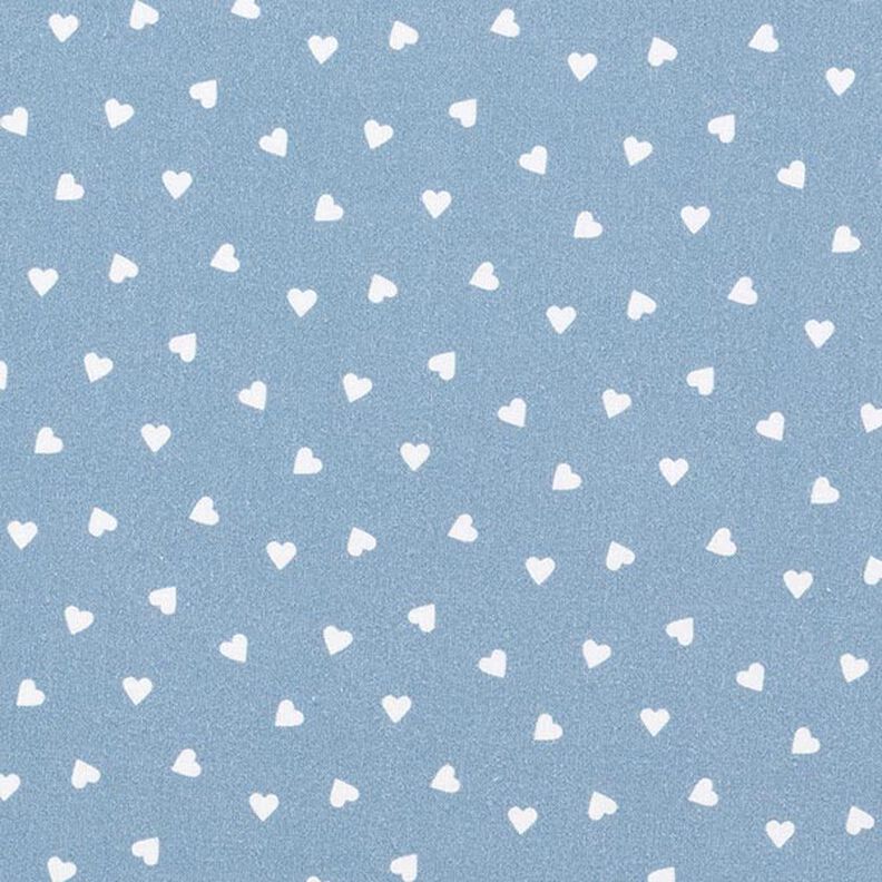 Økologisk bomuldspoplin spredte hjerter – lys jeans-blå,  image number 1