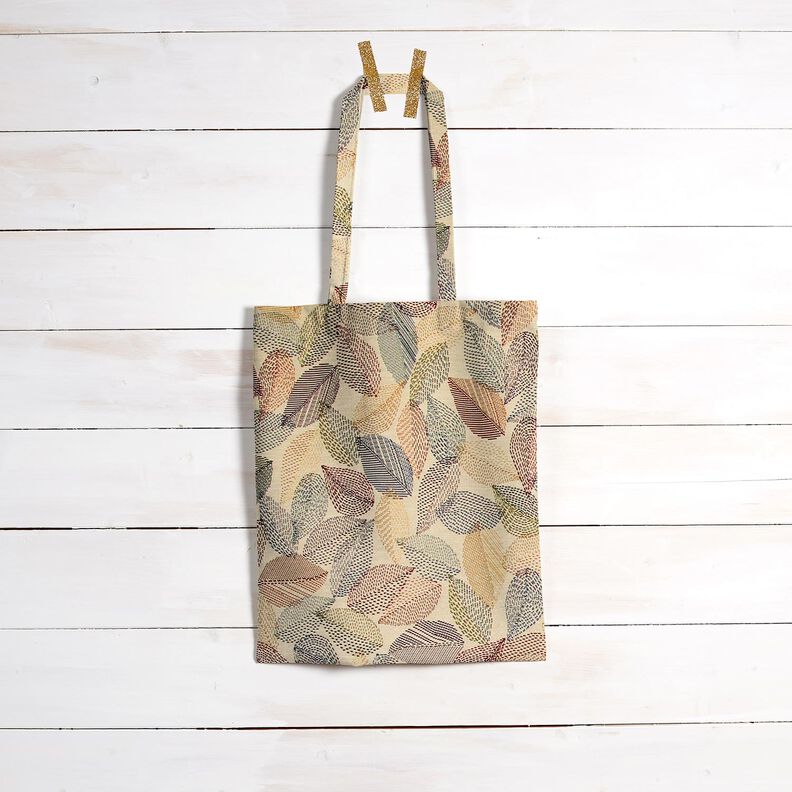 Dekorationsstof Gobelin bladskitser – lysebeige/grøn,  image number 6