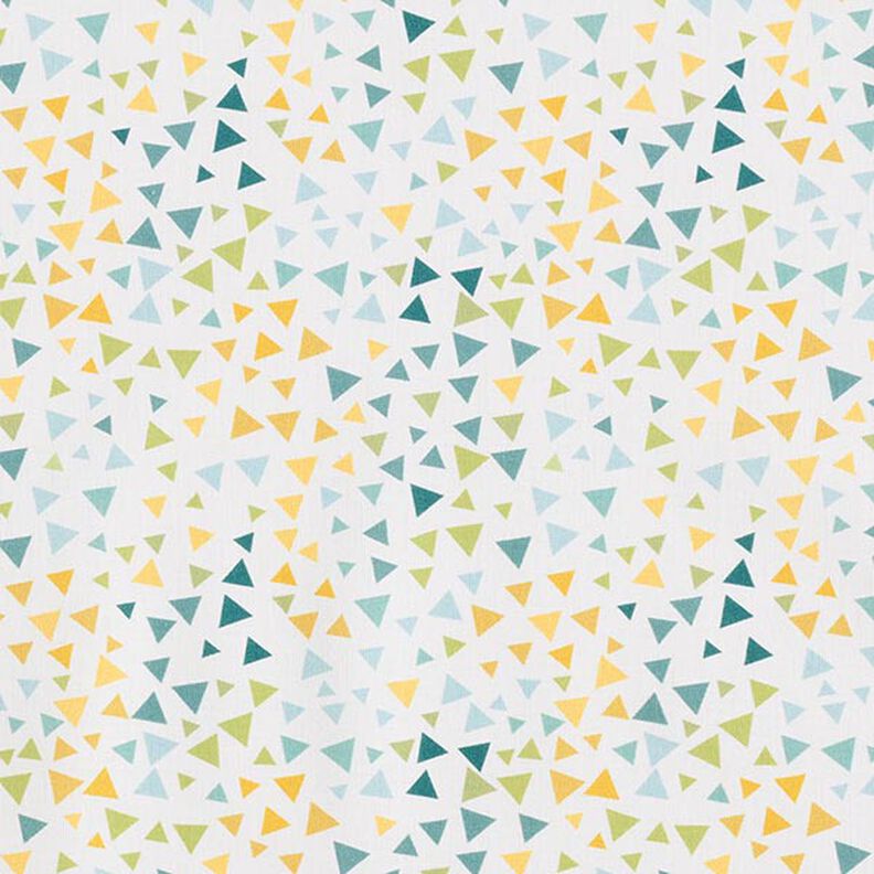 Bomuldspoplin, farverige trekanter – hvid,  image number 1