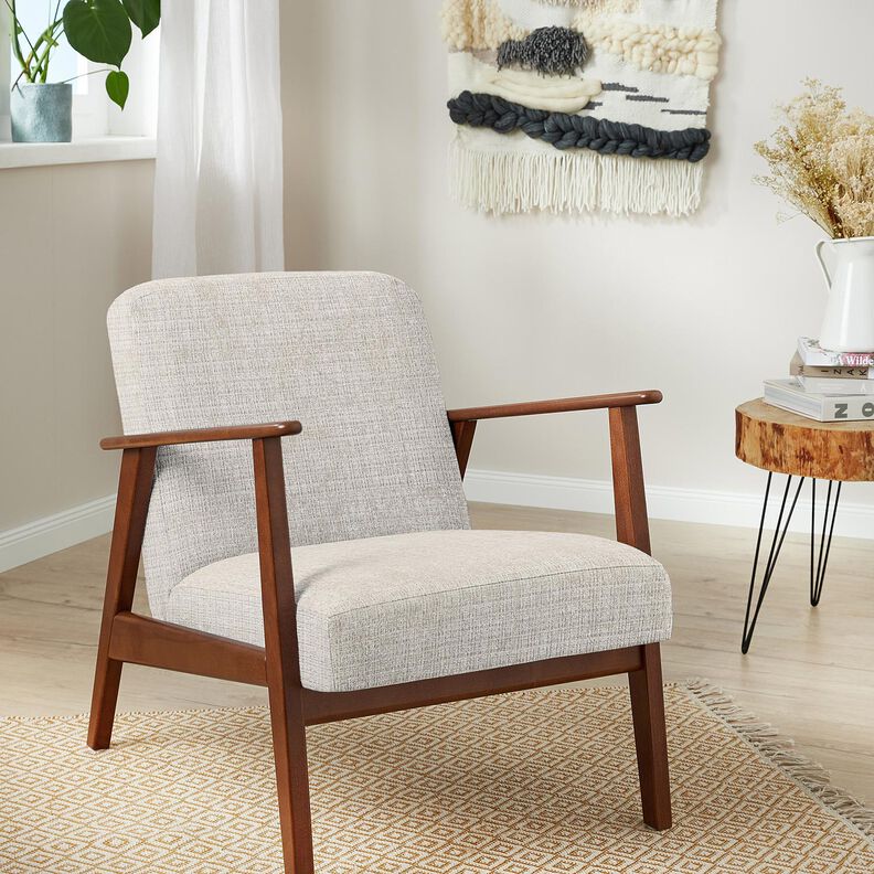 Polsterstof Chenille Ensfarvet – mandel,  image number 5