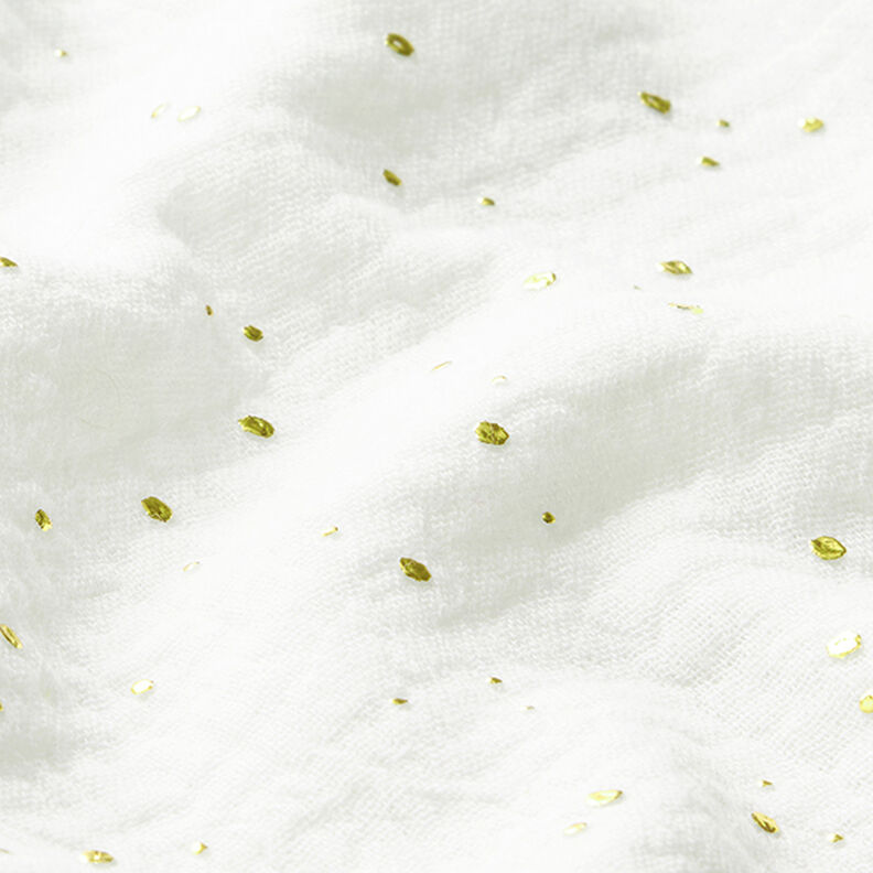Bomuld musselin spredte guldklatter – hvid/guld,  image number 2