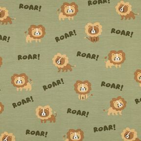 Bomuldsjersey løver | Poppy Fabrics – pistacie/råbrun, 