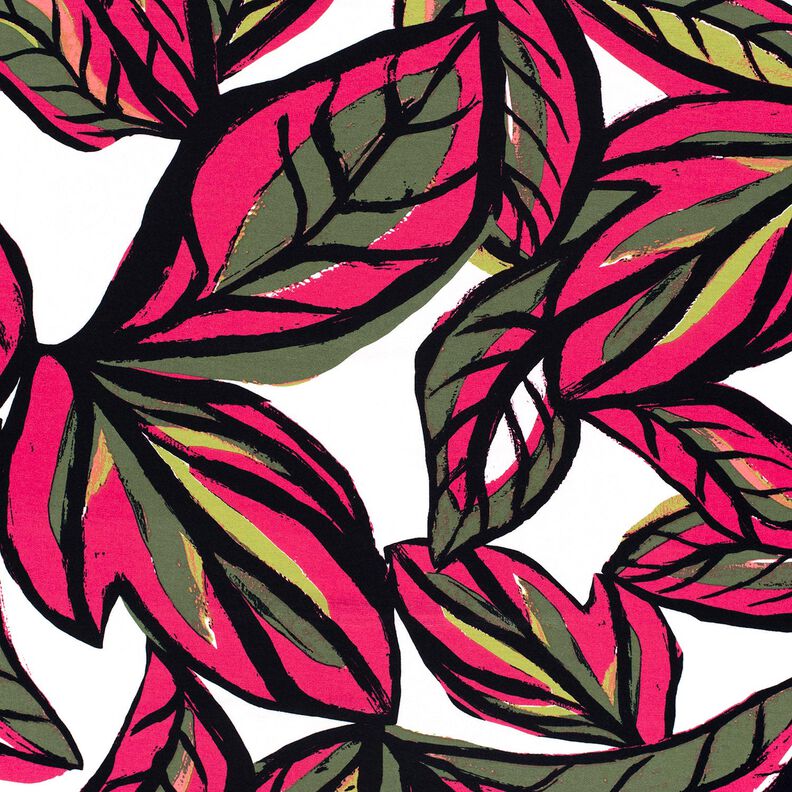 Viskosejersey store blade – intens pink/natblå | Reststykke 60cm,  image number 1