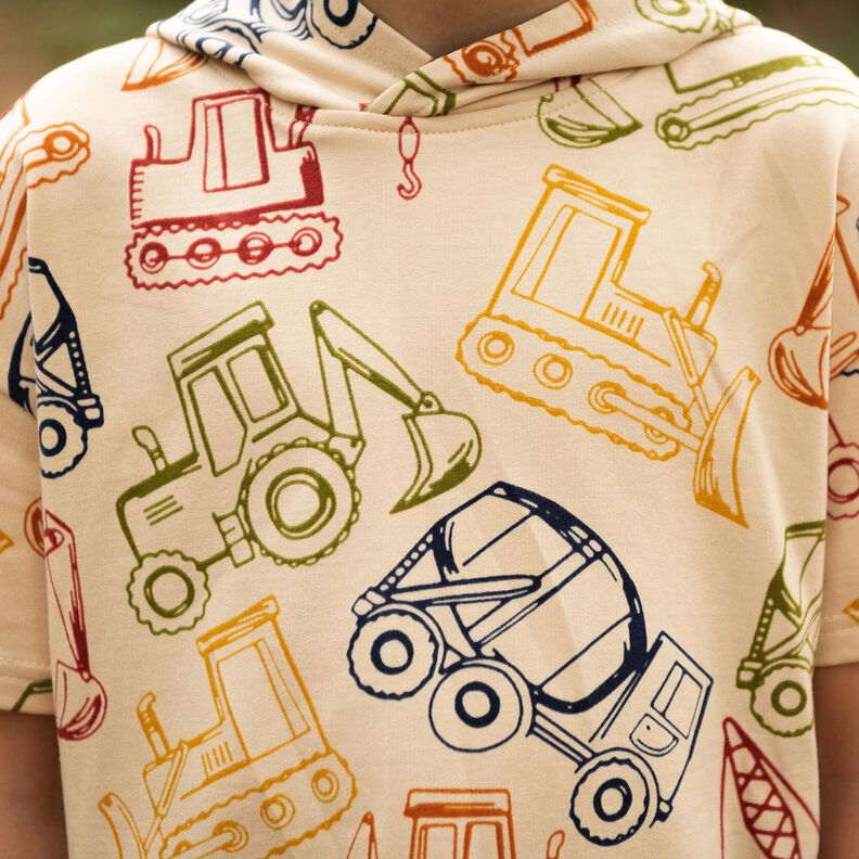 French Terry Sommersweat Byggepladskøretøjer| Poppy Fabrics – beige/marineblå,  image number 6