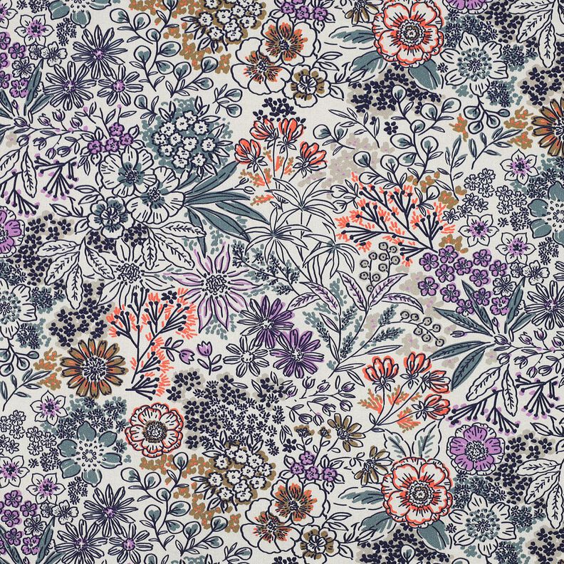 Bomuldspoplin vilde blomster | Poppy Fabrics – hvid,  image number 1