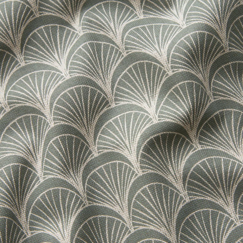 Dekorationsstof Halvpanama elegante buede vifter – natur/reed,  image number 2