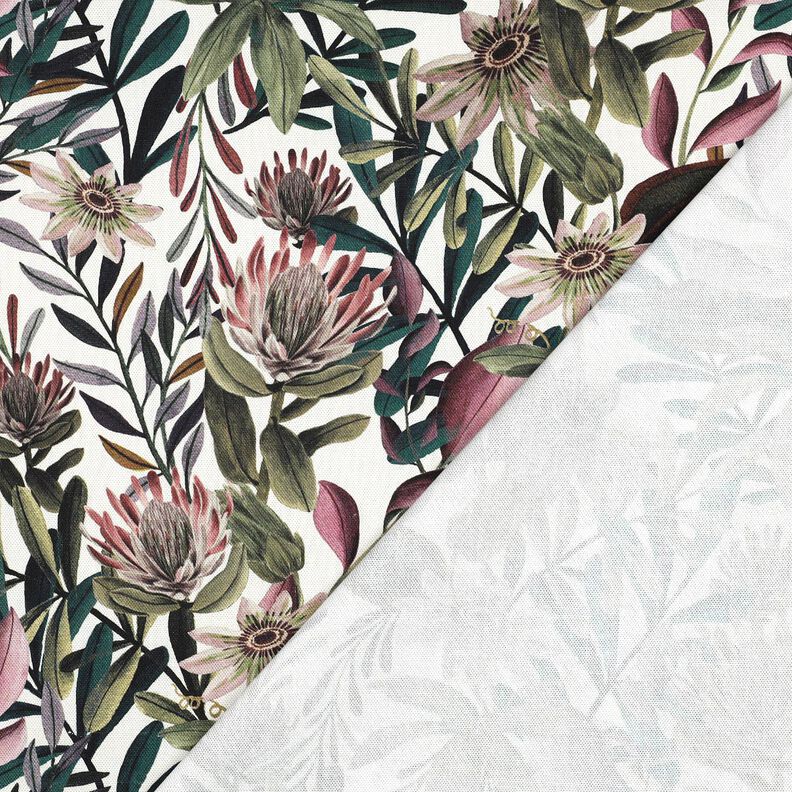 Dekorationsstof Canvas kunstf&aelig;rdige blomster &ndash; elfenben/m&oslash;rk fyr,  image number 4