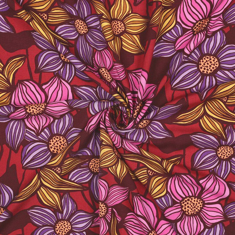 LENZING™ EcoVero™ Viskosestof blomster | Poppy Fabrics – merlot/apricot,  image number 3