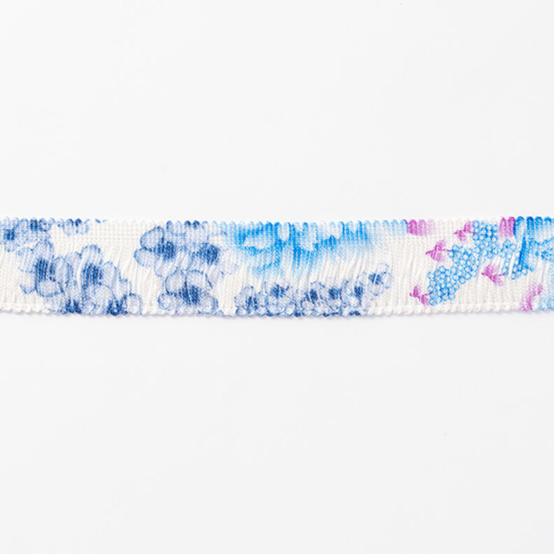 Frynsebånd Blomster [30 mm] – hvid/blå,  image number 2