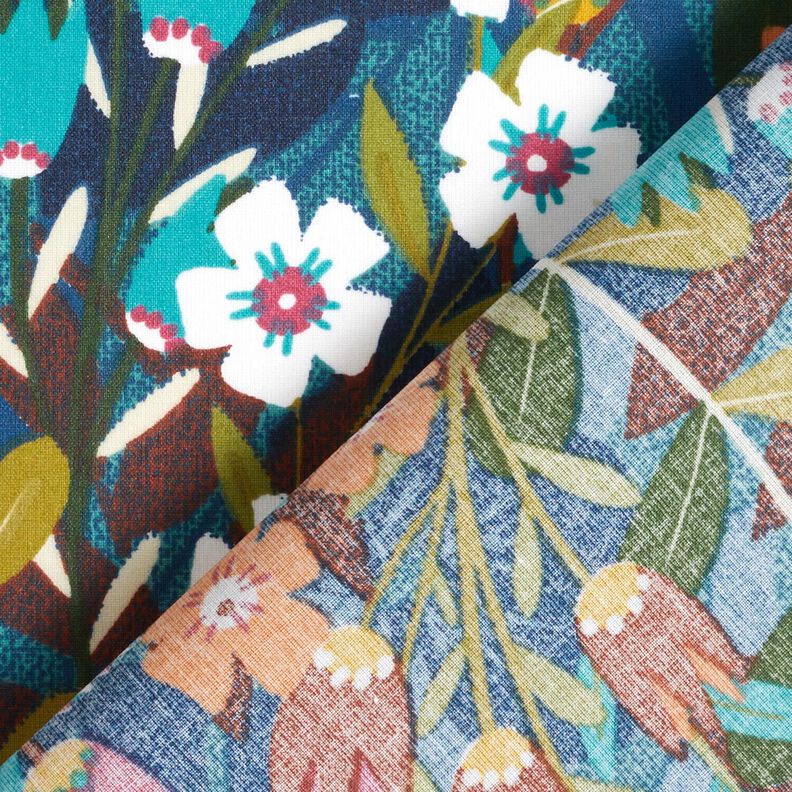 Impr&aelig;gneret voksdug blomsterblanding &ndash; petrol/bourgogne-farvet,  image number 4