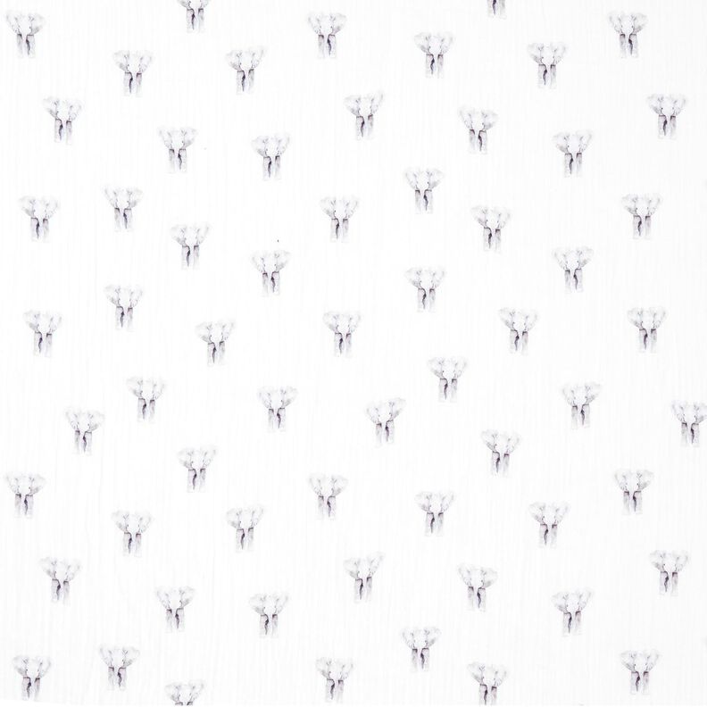 GOTS Musselin/Dobbelt-Crincle stof elefant Digitaltryk – hvid,  image number 1