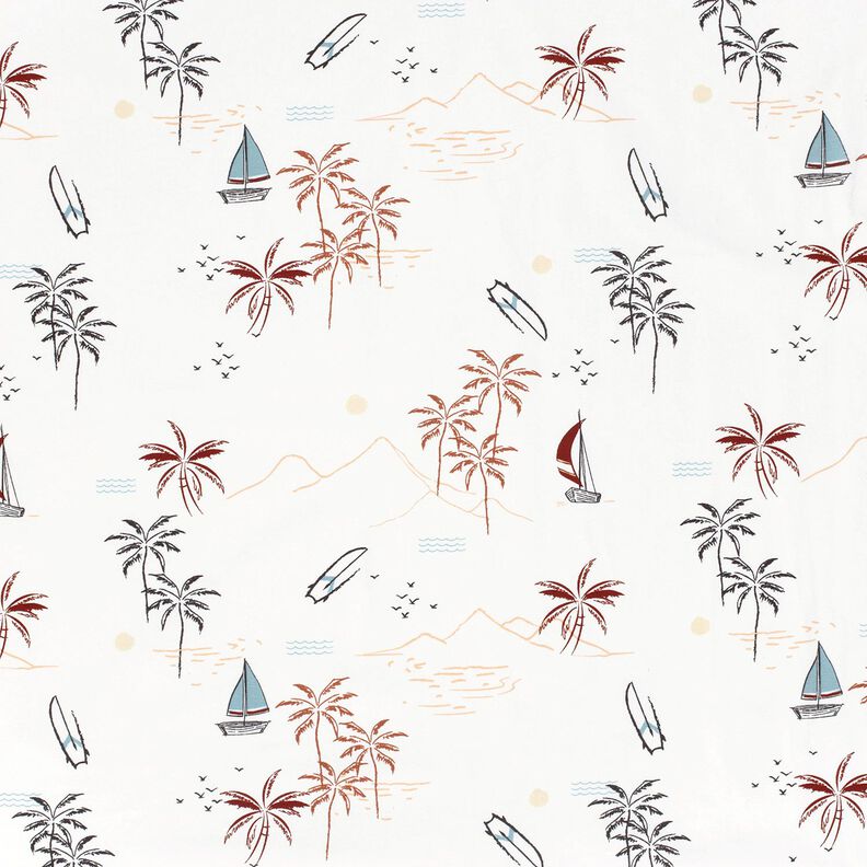 Bomuldsjersey tropisk strand – elfenben/karamel,  image number 1