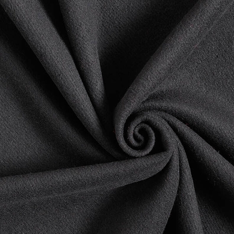 Frakkestof uldblanding ensfarvet – sort,  image number 1