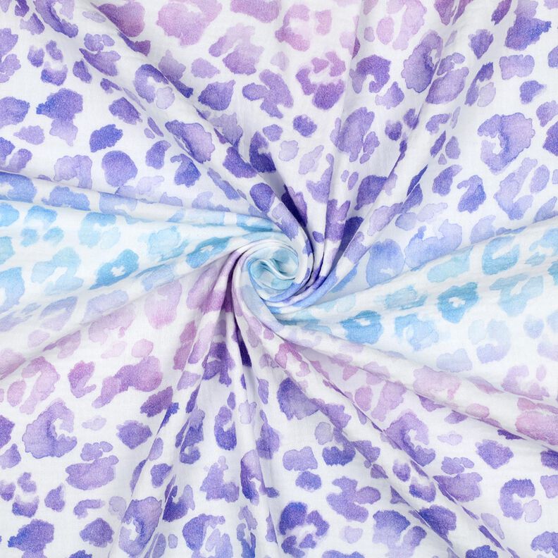 Musselin/Dobbelt-Crincle stof farveforløb med leopardprint Digitaltryk | Poppy Fabrics –,  image number 3