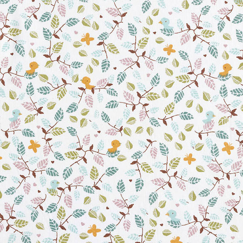 Cretonne små grene – hvid,  image number 1