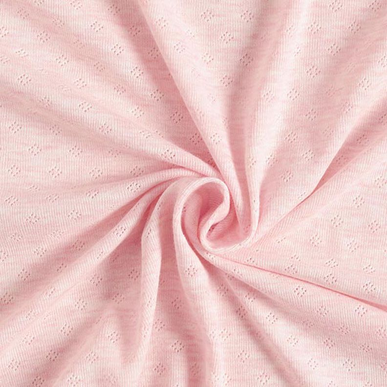 Finstrikjersey med hulmønster Melange – lys rosa,  image number 1