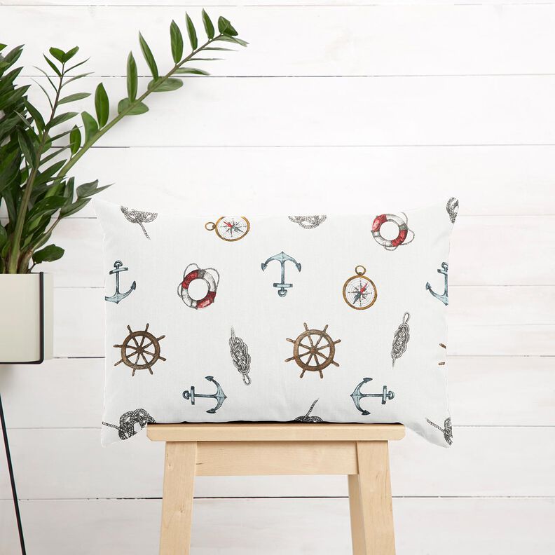 Dekorationsstof Panama maritim – hvid,  image number 7