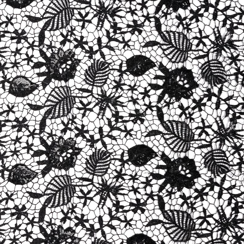 Blondestof med pailletter og bølgekant – sort,  image number 1