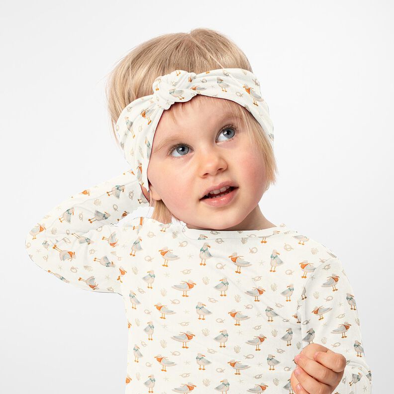 Bomuldsjersey Måger, søstjerner, knuder Digitaltryk – uldhvid,  image number 6