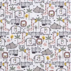 Bomuldsstof Cretonne små vilde dyr – sølvgrå, 