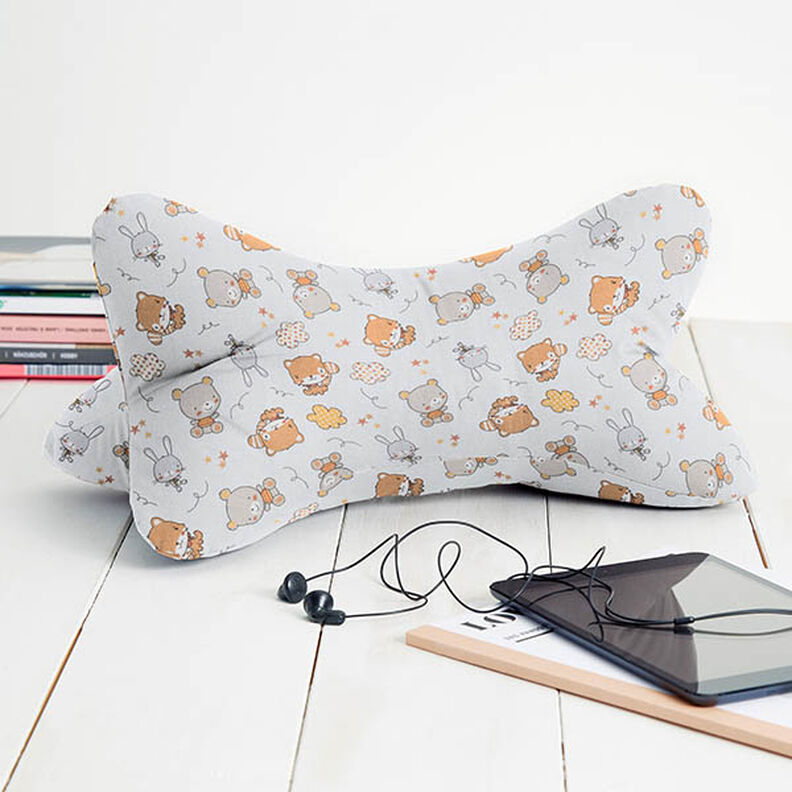 Cretonne små kaniner og bjørne – tågegrå,  image number 6