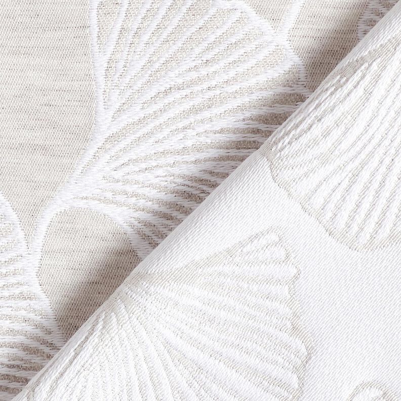 Dekorationsstof Jacquard stor ginkgo – tågegrå/elfenben,  image number 4