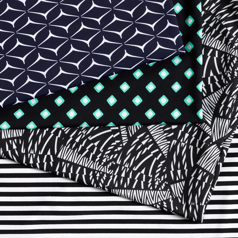 Badetøjsstof abstrakt grafisk mønster – sort/hvid,  image number 5