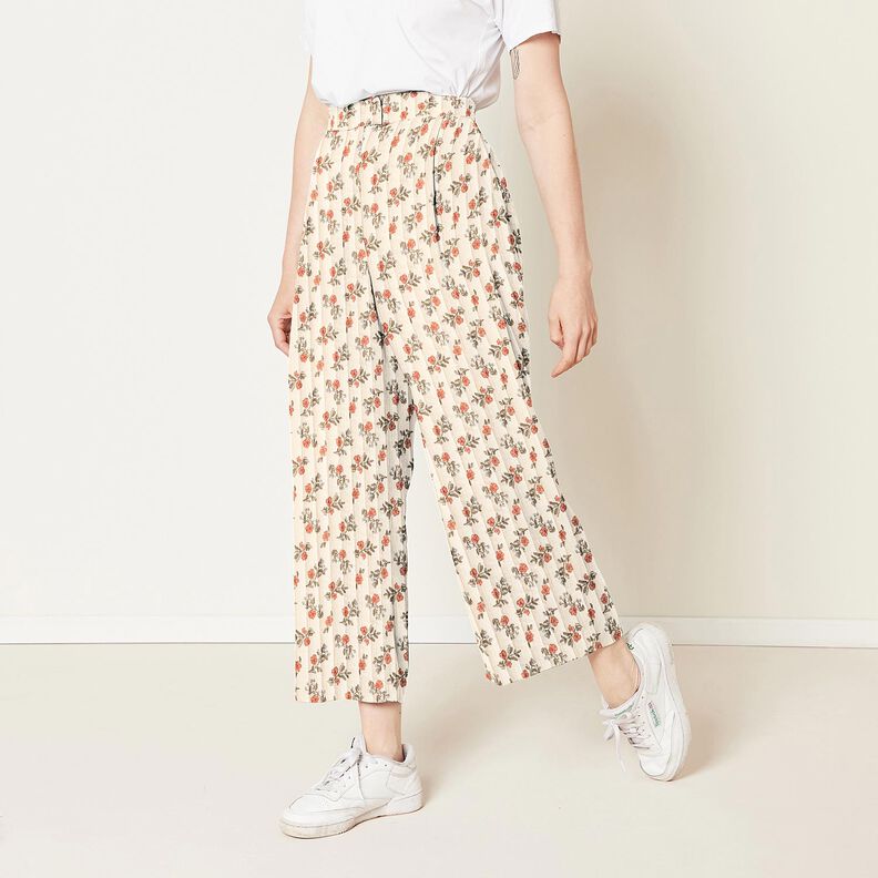 Musselin Quiltstof romantiske blomster &ndash; uldhvid/lyse b&aelig;r,  image number 7