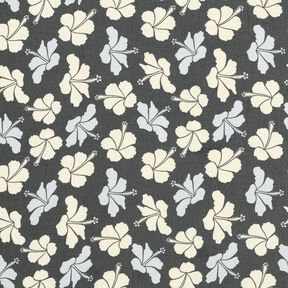 Chiffon hibiscusblomster &ndash; sort/hvid, 