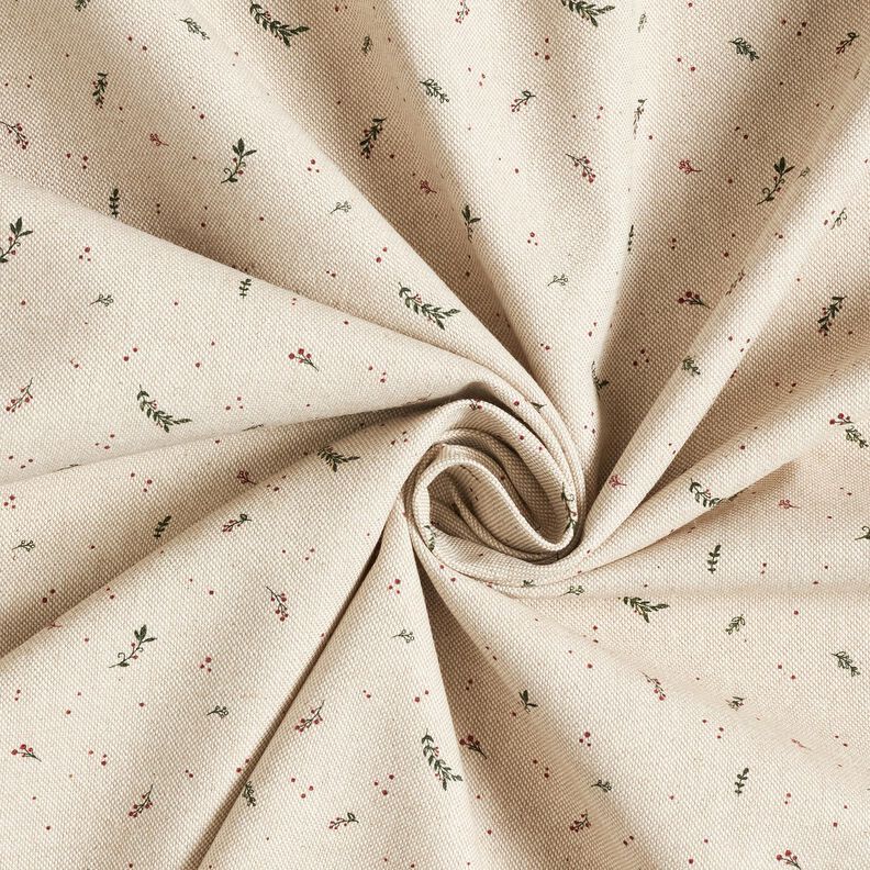 Dekorationsstof Halvpanama små vinterbær – natur/karminrød,  image number 3