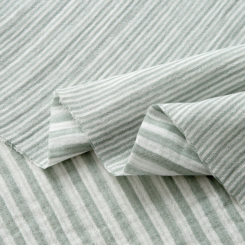 Musselin/Dobbelt-Crincle stof Doubleface striber &ndash; reed/hvid,  image number 3