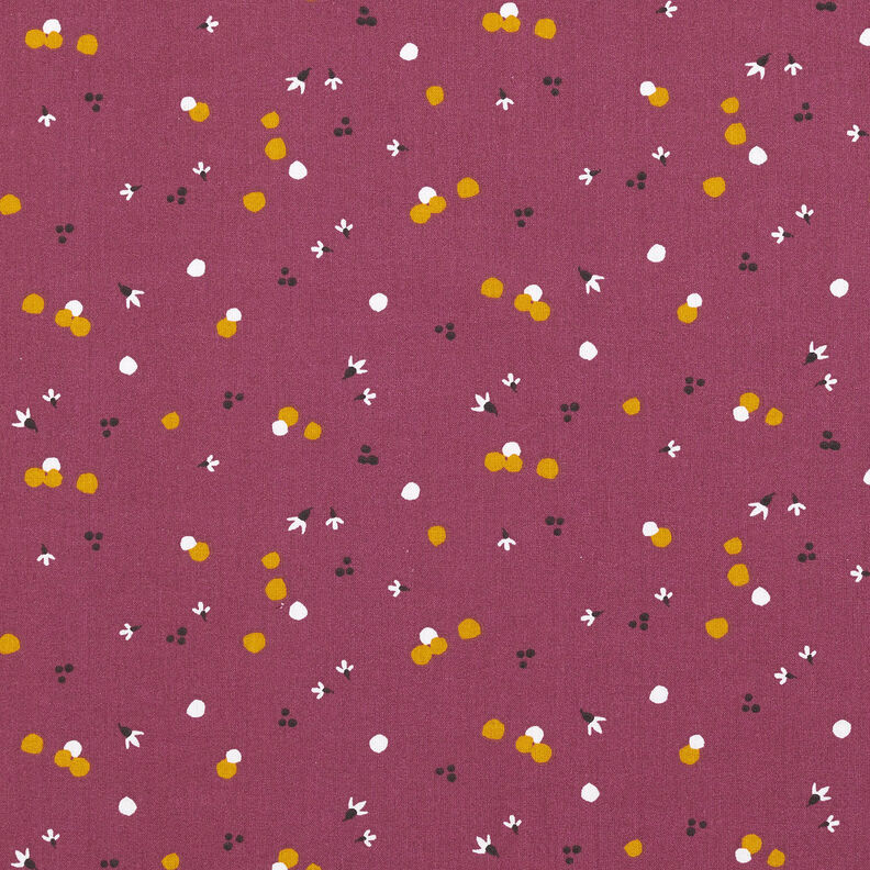 Bomuldsstof Cretonne farveprikker – merlot,  image number 1