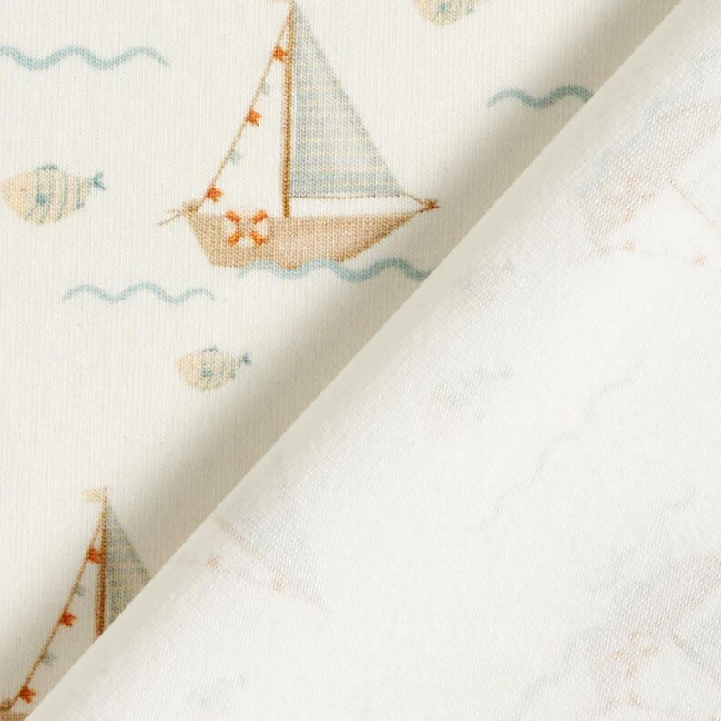 Bomuldsjersey Sejlbåde og fisk Digitaltryk – uldhvid,  image number 4