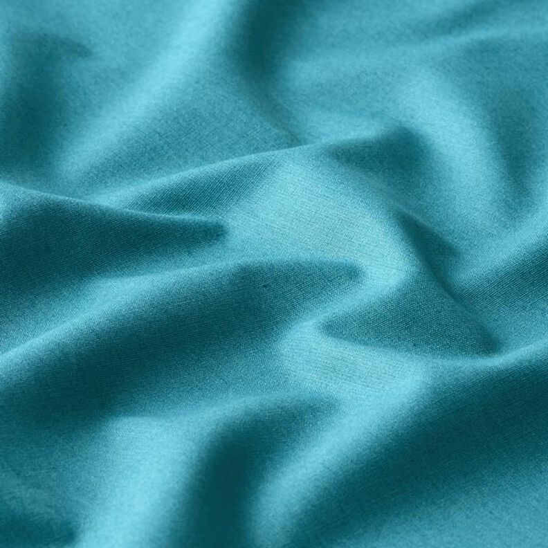 Bomuldspoplin Ensfarvet – petrol,  image number 2