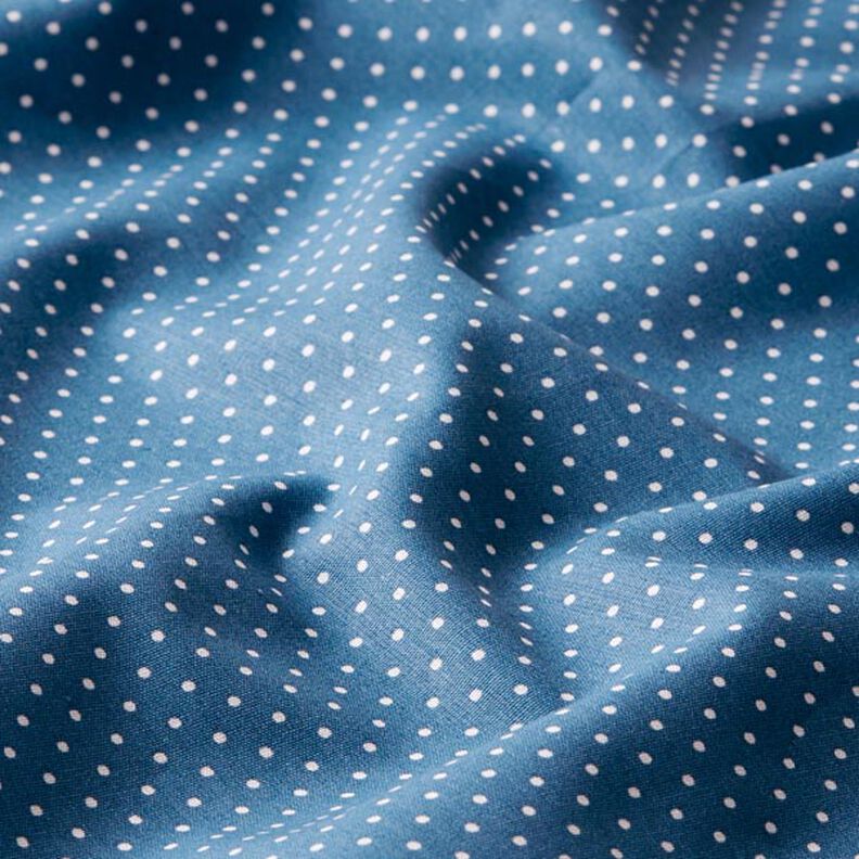 Bomuldspoplin små prikker – jeansblå/hvid,  image number 2