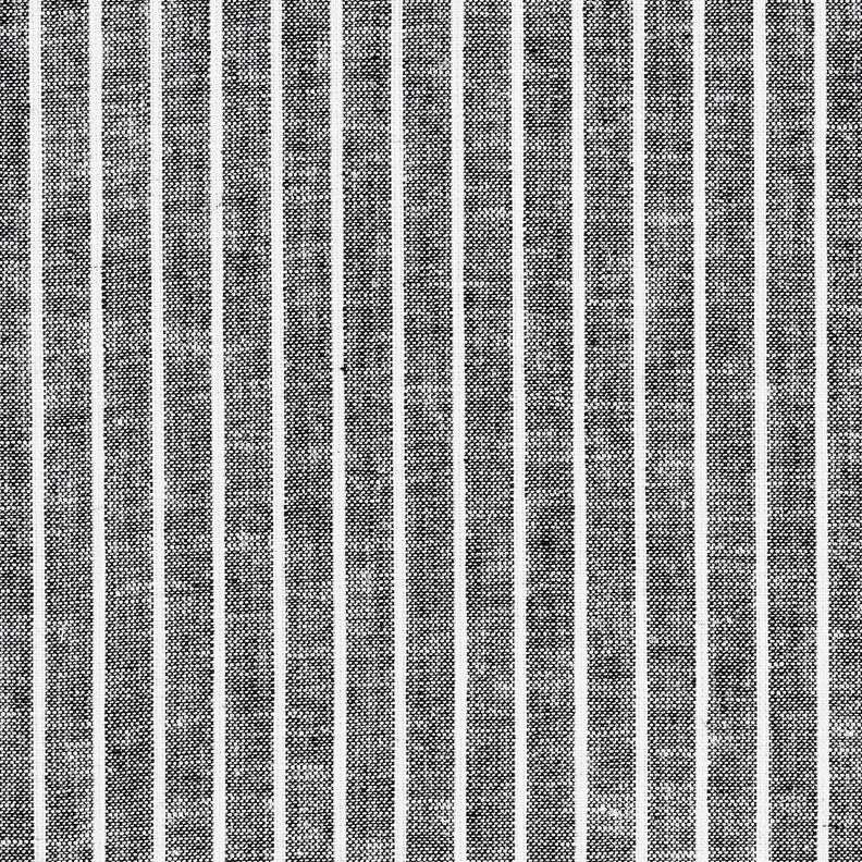 Hør-bomulds-miks brede striber – sort/hvid,  image number 1