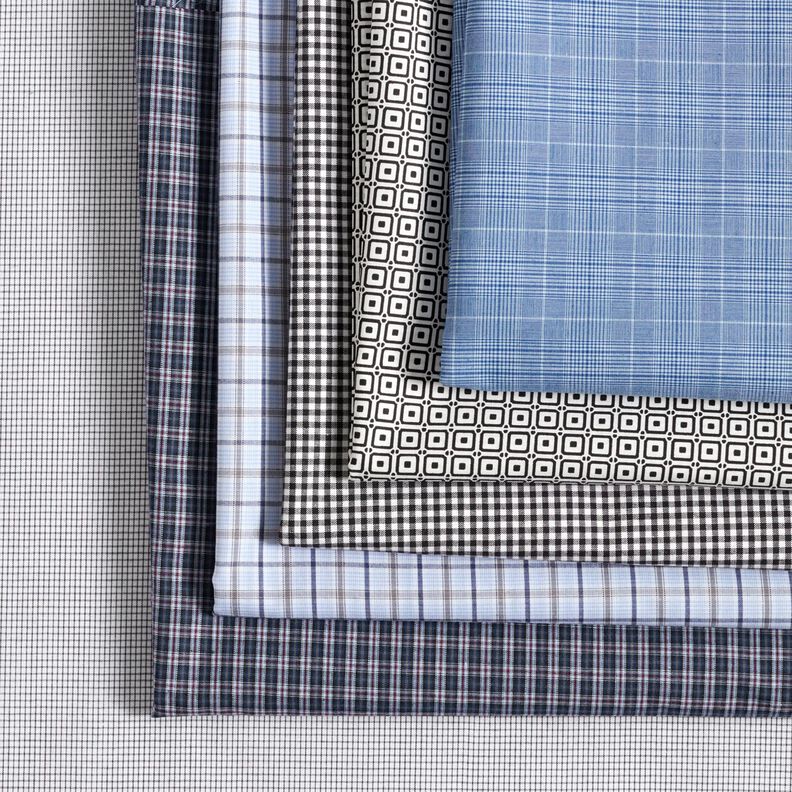 skjortestof med små tern – sort/hvid,  image number 5