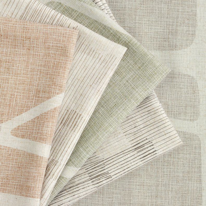 Gardinstof h&oslash;r-miks uregelm&aelig;ssige striber  &ndash; m&oslash;rkebeige/natur,  image number 5