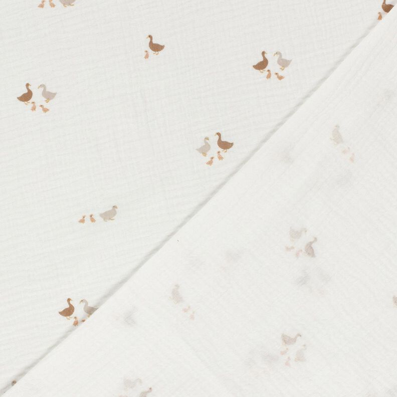 Musselin/Dobbelt-Crincle stof Andefamilie – uldhvid/natur,  image number 4