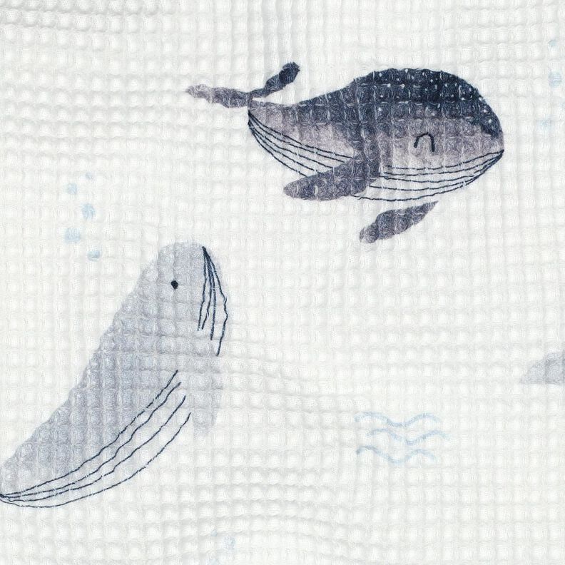 Vaffelpiqué Hvaler Digitaltryk | Poppy Fabrics – elfenben/blågrå,  image number 2