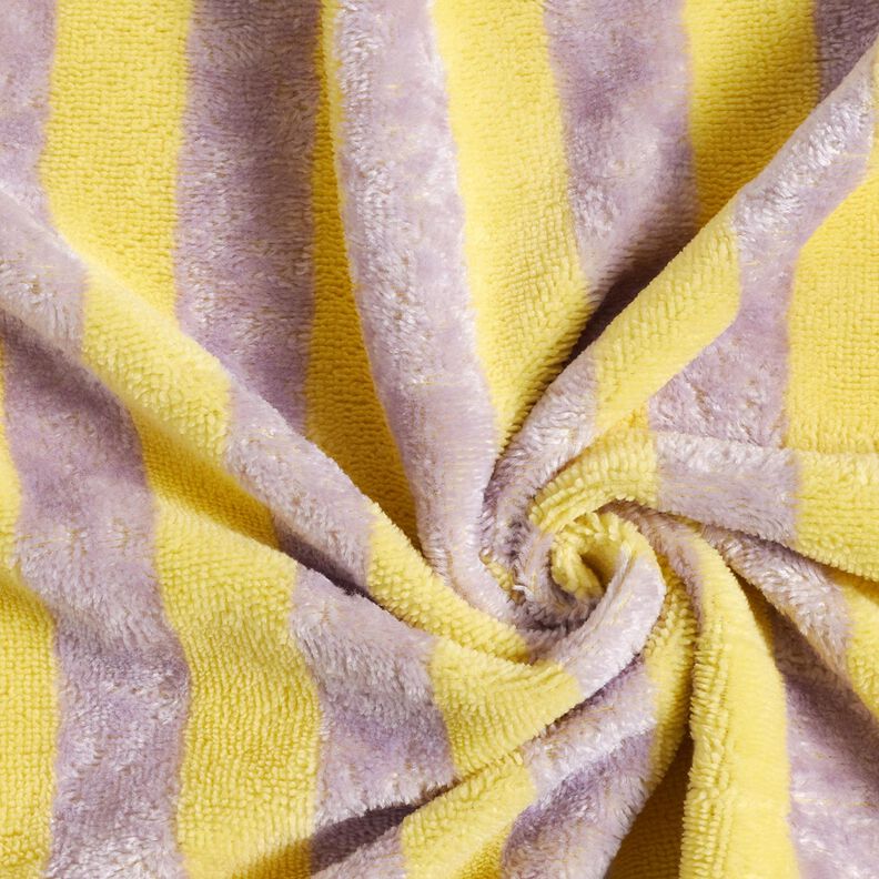 Frottéstof Bambus blokstriber – gul/syren,  image number 4