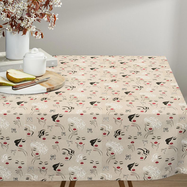 Dekorationsstof Halvpanama modeller – natur/karminrød,  image number 6