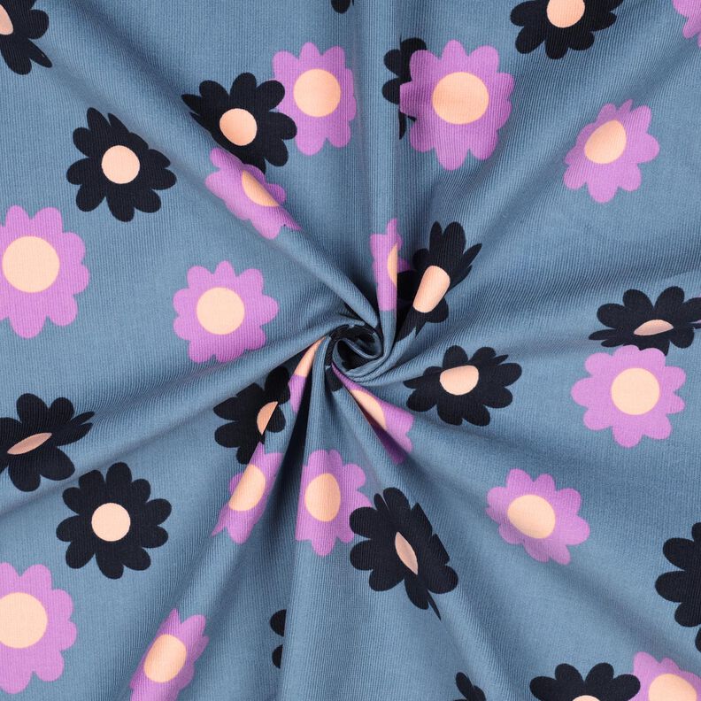 Babyfløjl Blomster| Poppy Fabrics – jeansblå/lavendel,  image number 3