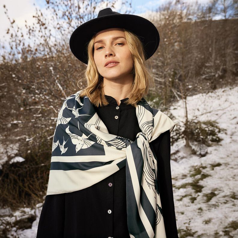 satin-panel med svaler | Katia Fabrics – antracit/creme,  image number 7