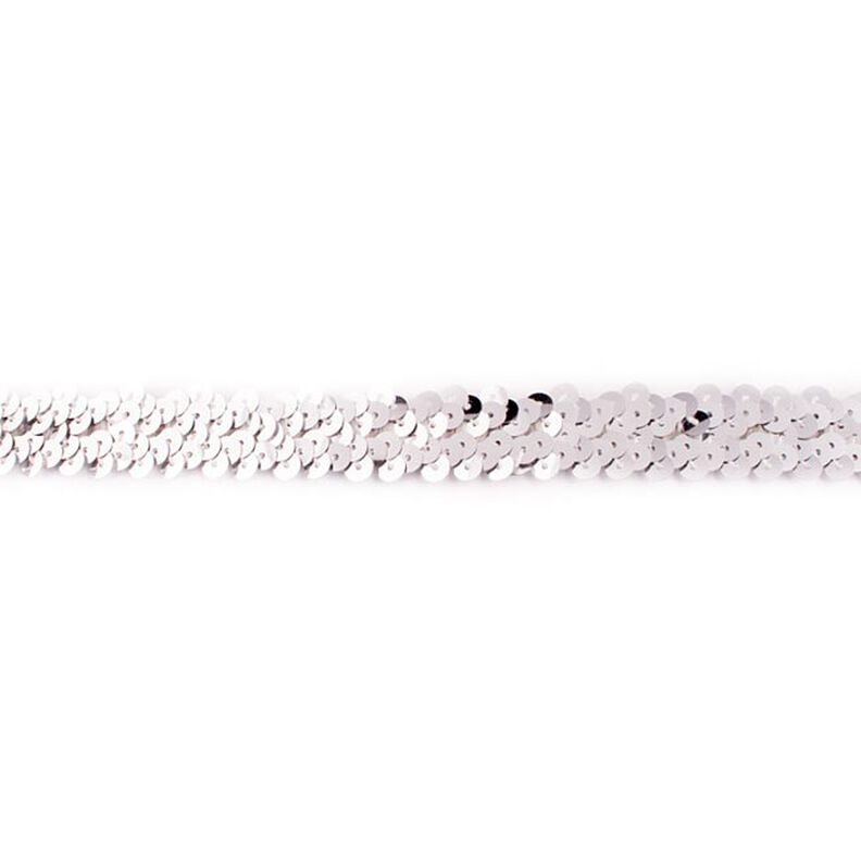 Elastisk pailletbånd [20 mm] – sølv metallic,  image number 1