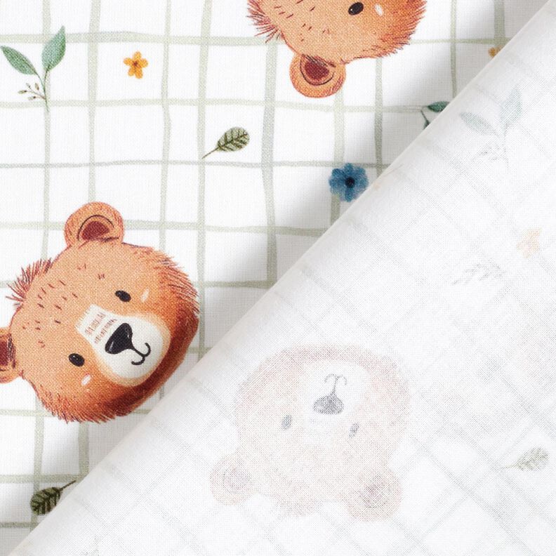 Bomuldspoplin Bamser med ternmønster Digitaltryk – hvid/reed,  image number 4