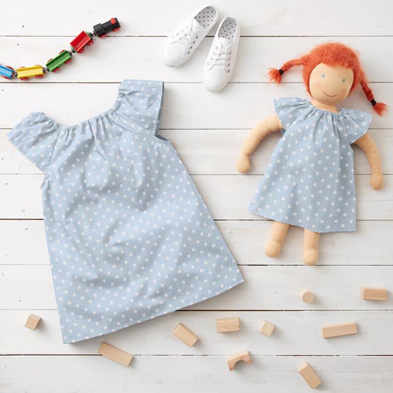 Bomuldspoplin store prikker – lyseblå/hvid,  image number 7