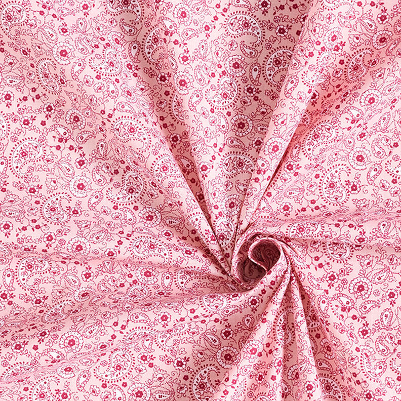 Bomuldsstof Cretonne Paisley – rosa,  image number 3